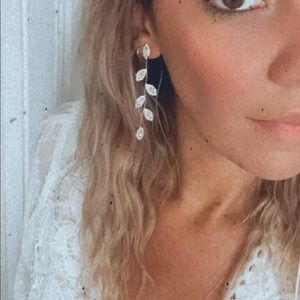 Delicate Silver Leaf Earring Vine fall drop wedding bridal luxury